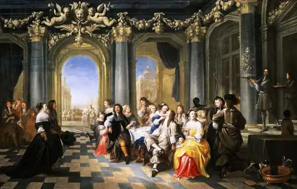 Janssens, Hieronymus: Un festín en un interior