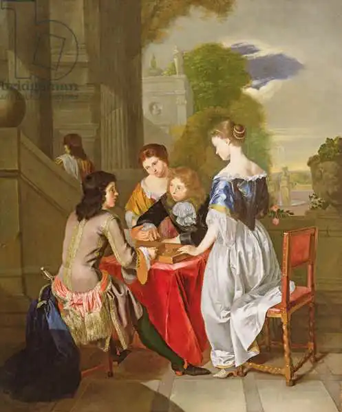 Verkolje, Nicolaes: Elegant Company playing backgammon