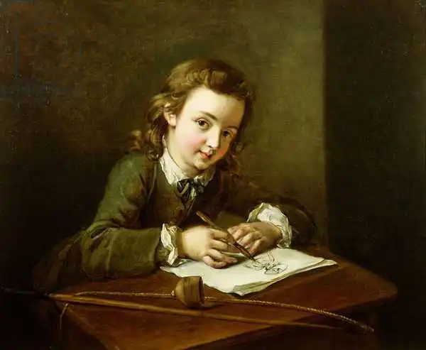 Mercier, Philippe: Boy Drawing at a Table