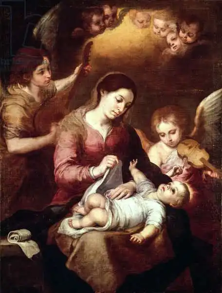 Murrilo, Bartolome: Madonna Wrapping the Christ Child in Swaddling Robes