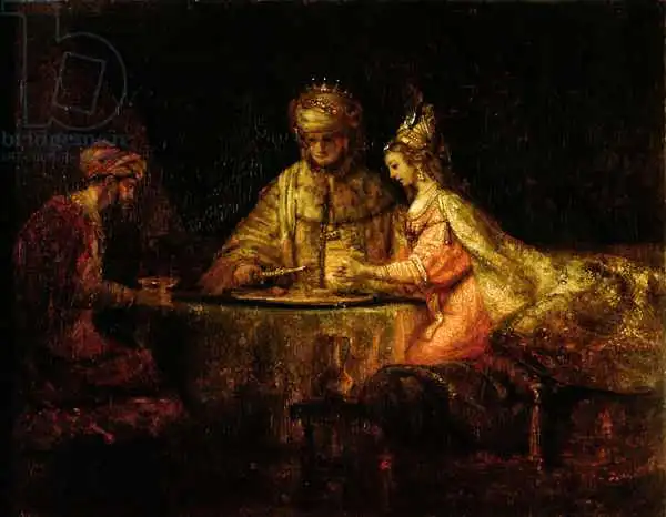 Rembrandt, van Rijn: Ahasuerus (Xerxes), Haman und Esther