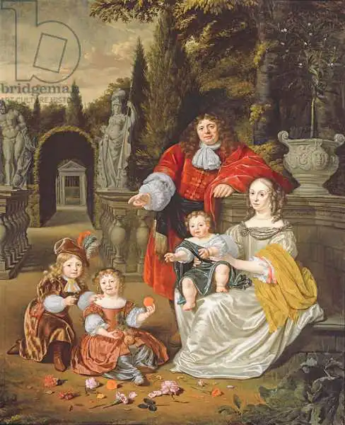 Musscher, Michiel van: A Family Group on a Terrace