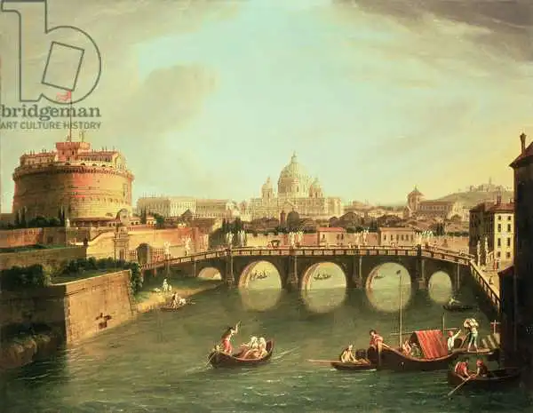 Wittel, Gaspar van: Une vue de Rome avec le pont et Castel St. Angelo par le Tiber