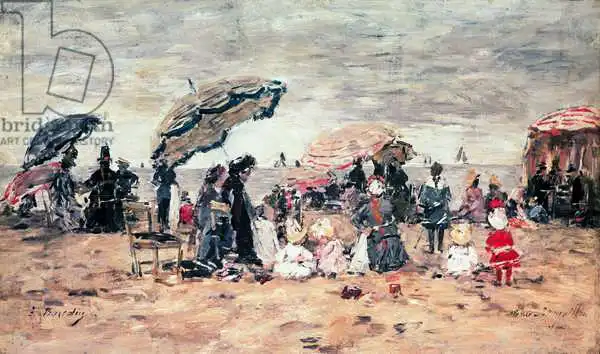 Boudin, Eugene Louis: Parasols on the Beach, Trouville