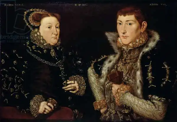 Eworth or Ewoutsz, Hans: Lady Mary Nevill e suo figlio Gregory Fiennes