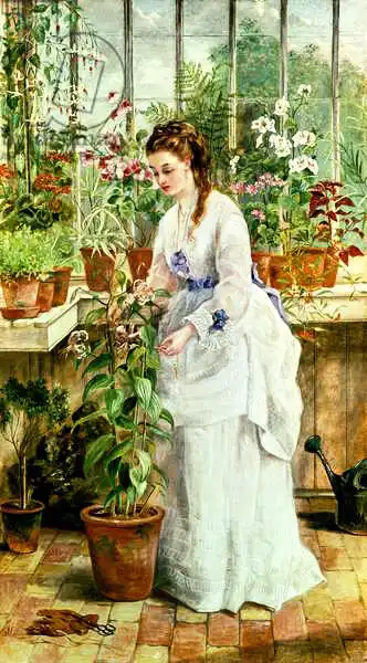 Bowkett, Jane Maria: Young Lady in a Conservatory