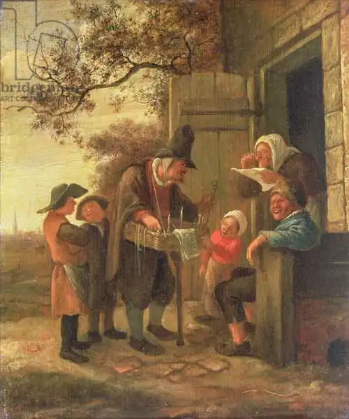 Steen, Jan Havicksz: Un vendedor ambulante de gafas fuera de una casa de campo, c.1650-53