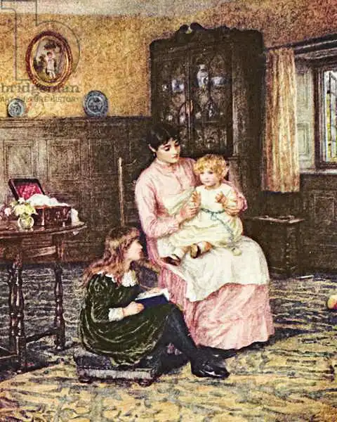 Allingham, Helen: Mother playing with children in an interior
