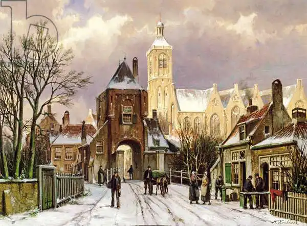 Koekkoek, Willem: Winter Scene in Amsterdam