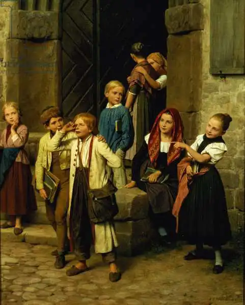 Meyerheim, Friedrich Edouard: Schoolchildren Watching a Boy Cry