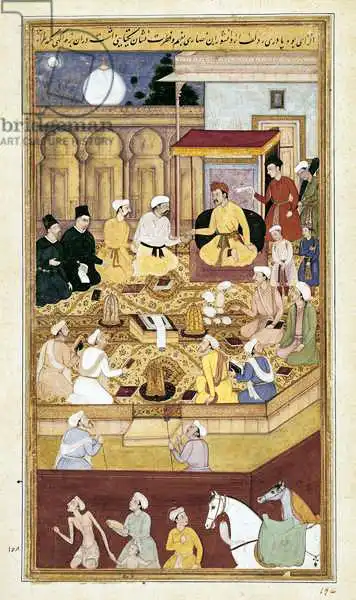 Indian school (17th century): Emperor Akbar conversing with Jesuit missionaries