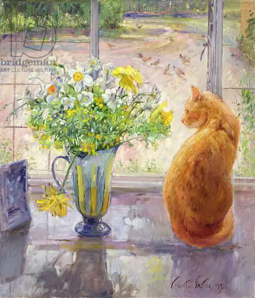 Easton, Timoth: Striped Jug with Spring Flowers