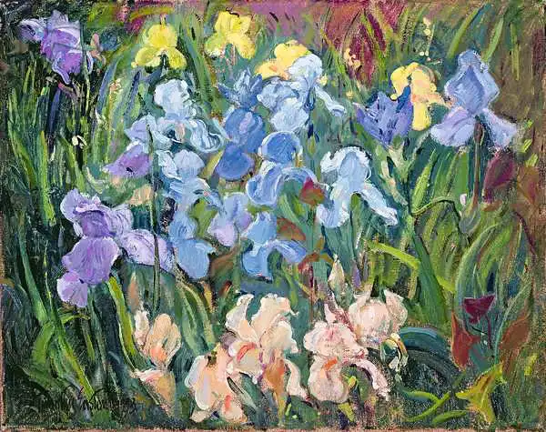 Easton, Timoth: Irises: Pink, Blue and Gold
