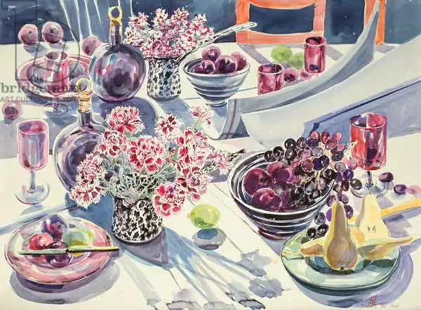 Lloyd, Elizabeth Jane: Black Maroon and white Kitchen Table