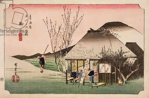 Hiroshige, Ando or Utagawa: La casa de té de Mariko, de la serie "53 estaciones en la carretera de la costa este".