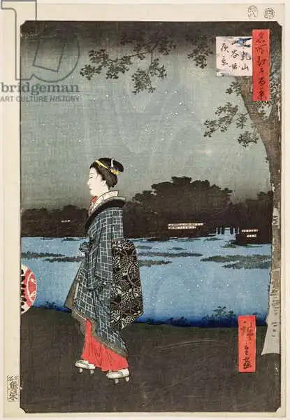 Hiroshige, Ando or Utagawa: Night View of Sanya Canal and Matsuchi Hill, from the series 