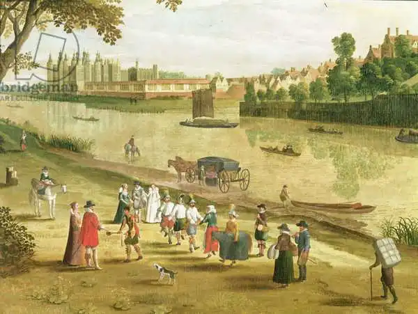 Flemish school (17th century): The Thames at Richmond, with the Old Royal Palace, c.1620 (detail)