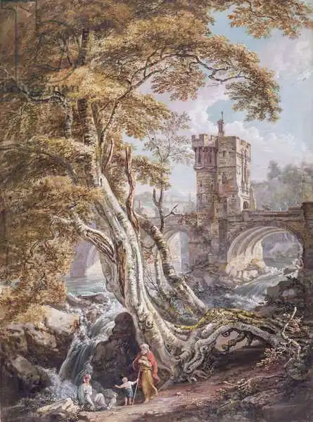 Sandby, Paul: PD.8-1976 View of the Old Welsh Bridge, Shrewsbury