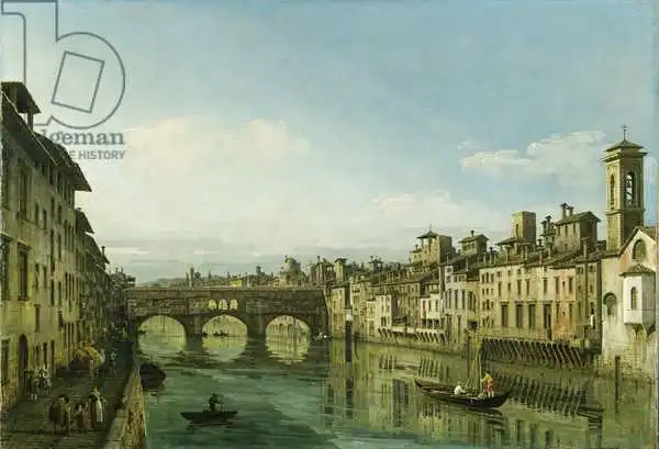Bellotto, Bernardo: The Arno in Florence with the Ponte Vecchio