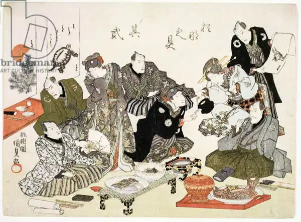 Kunisada, Utagawa: P.61-1938 PEINTURE ET CALLIGRAPHIE PARTIER À L