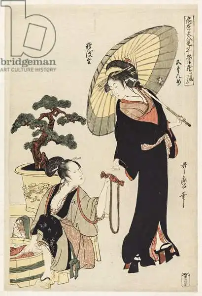 Utamaro, Kitagawa: P.352-1945 Scene 5, Comparison of celebrated beauties and the loyal league