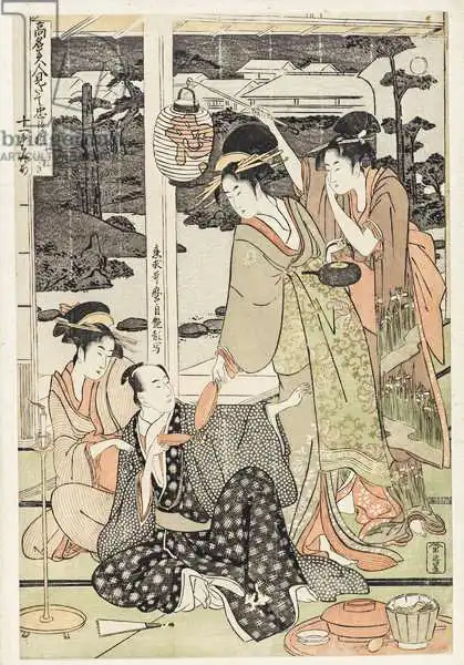 Utamaro, Kitagawa: P.359-1945 Scene 12, Comparison of celebrated beauties and the loyal league