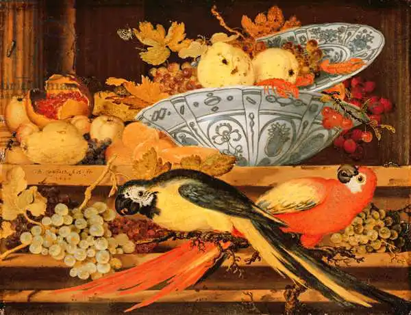 Ast, Balthasar van der: Still Life with Fruit and Macaws