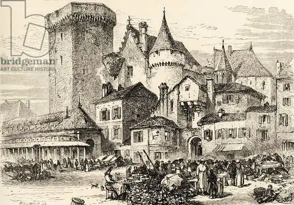 English school (19th century): Angouleme, Francia, illustrazione da "Spanish Pictures" del Rev. Samuel Manning