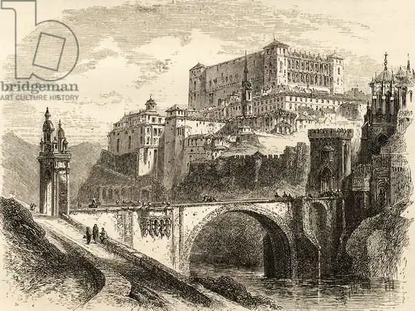 English school (19th century): Toledo, Spain, illustration from 