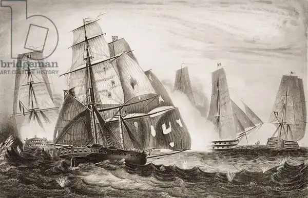 English school (19th century): Intrepid behaviour of Captain Charles Napier in H.M. 18 gun Brig 
