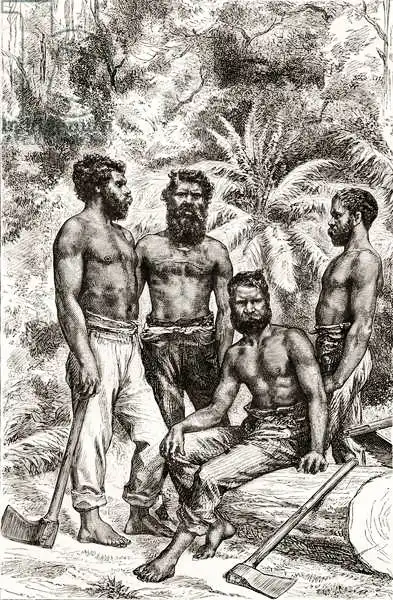 English school (19th century): Semi-civilised Victorian Aborigines, from 