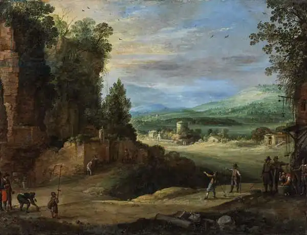 Brill or Bril, Paul: Landscape with Men Playing 