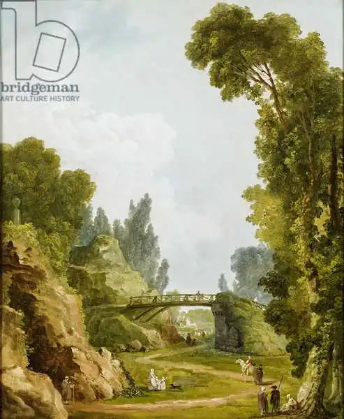 Robert, Hubert: Die rustikale Brücke, Chacteau de Ma? Ra? Ville, Frankreich