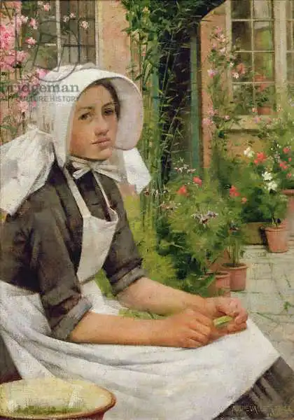 Tayler, Albert Chevallier: Girl Shelling Peas