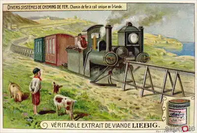 Unknown: Monorail en Irlande, carte publicitaire pour le Veritable Extrait de Viande Liebig