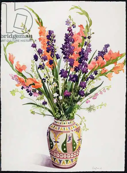 Ryland, Christophe: Larkspur et Gladioli dans un vase marocain