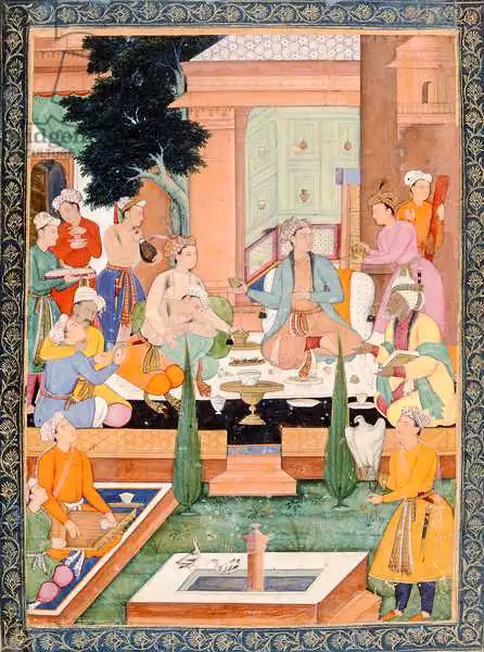 Indian school: A prince and companions take refreshments and listen to music, from the Small Clive Album