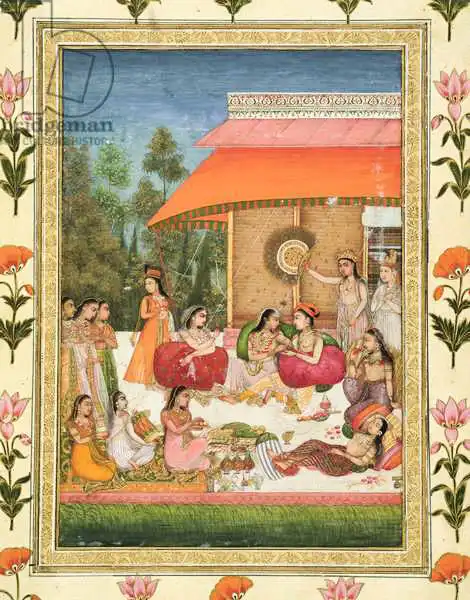 Indian school: Ladies feasting, from the Small Clive Album