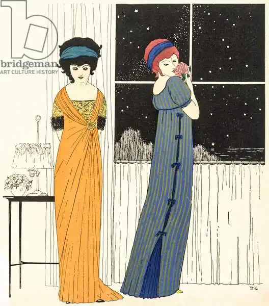 Iribe, Paul: Two empire line evening dresses, from 