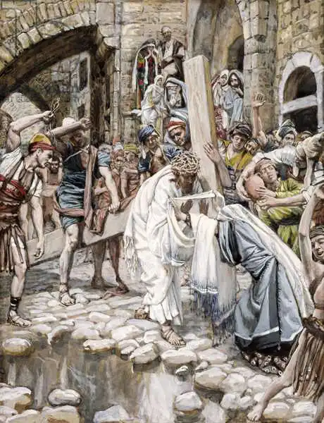 Tissot, James Joseph: Eine heilige Frau wischt sich das Gesicht Jesu aus, Illustration für das Leben Christi, ca. 1886-94