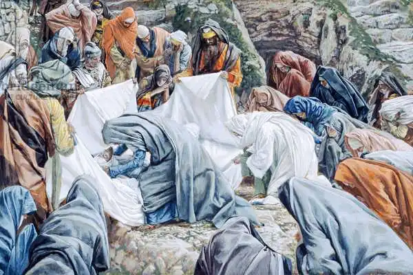 Tissot, James Joseph: The Holy Virgin Kisses the Face of Christ before it is Wrapped in the Winding Sheet, illustration for 