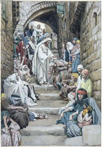 Tissot, James Joseph: In den Dörfern wurden die Kranken zu ihm gebracht, Illustration für das Leben Christi, ca. 1886-94