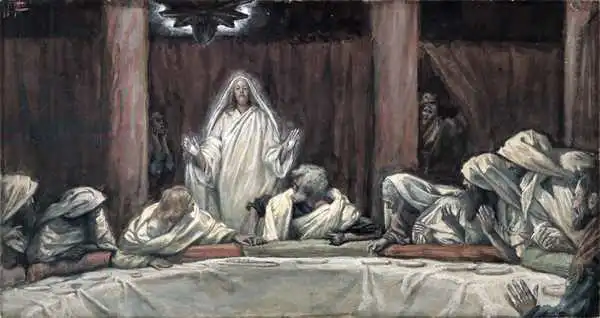 Tissot, James Joseph: He Appeared to the Eleven as They Sat at Meat, illustration from 