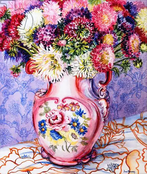 Thewsey, Joa: Asters in a Pink Floral Victorian Jug 2002