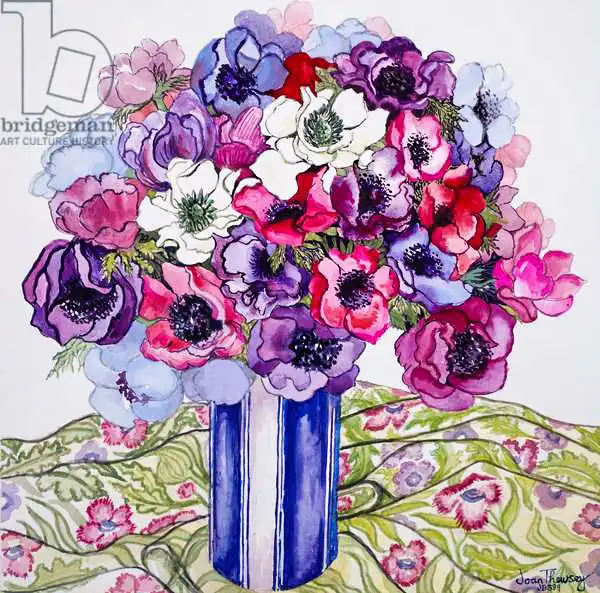 Thewsey, Joa: Anemones in a Striped Pot