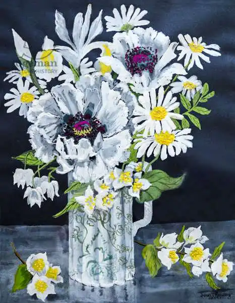 Thewsey, Joa: White Poppies, Marguerites and Philadelphus