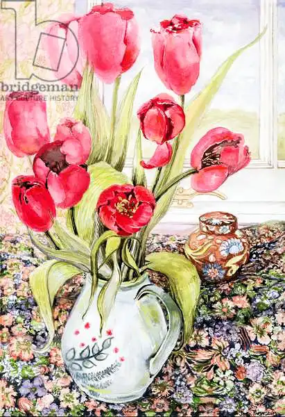 Thewsey, Joa: Tulipes dans une cruche de seigle