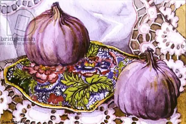 Thewsey, Joa: Figues sur une assiette bleue et verte