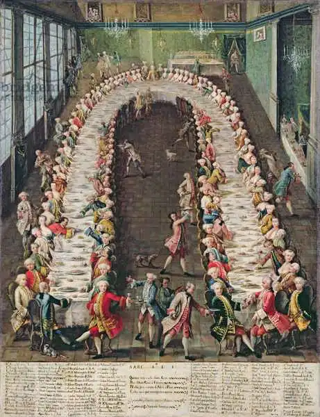 Longhi, Pietro: The Banquet at Casa Nani, Given in Honour of their Guest, Clemente Augusto, Elector Archbishop of Cologne, on 9th September 1755