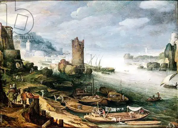 Brill or Bril, Paul: River Scene with a Ruined Tower